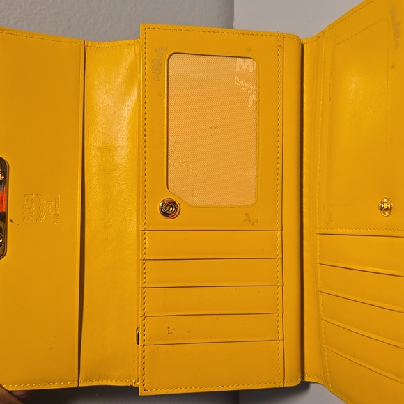 MCM Yellow Leather Wallet with Gold Accent - Picture 4 of 16